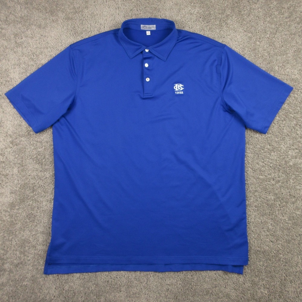 Peter Millar Summer Comfort Polo Shirt Mens XL Blue Brookville Country Club Golf